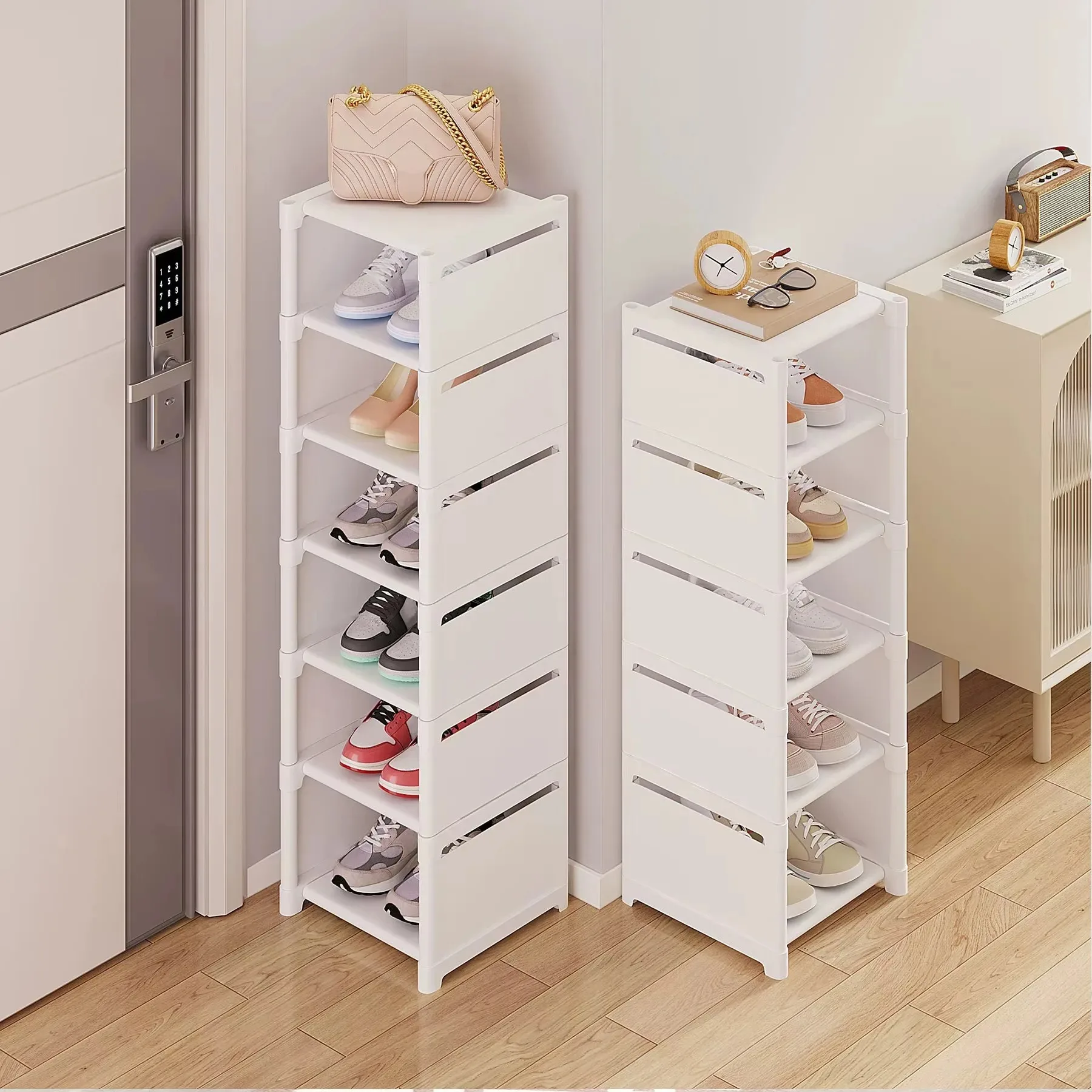 Stapelbarer Schuhregal-Organizer aus Vliesstoff, platzsparend, Aufbewahrung im Eingangsbereich/Schrank/Unterbett, Heimorganisation, einfache Montage – Detail 3