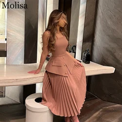 MOLISA Modern Arabia saudita Prom Dress a-line Square Collar pieghe abiti per occasioni formali 2024 abiti da sera corti muslimah