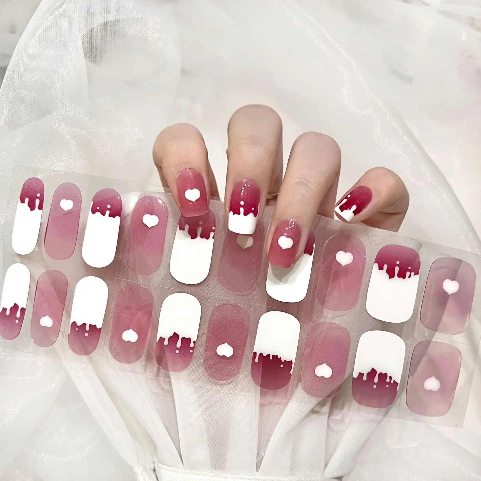 Neue Gel Nagel aufkleber Großhandel 20 Finger Phototherapie vollständig gehärtete Nagel pflaster ohne Lampe Backen Nail Art Dekorationen