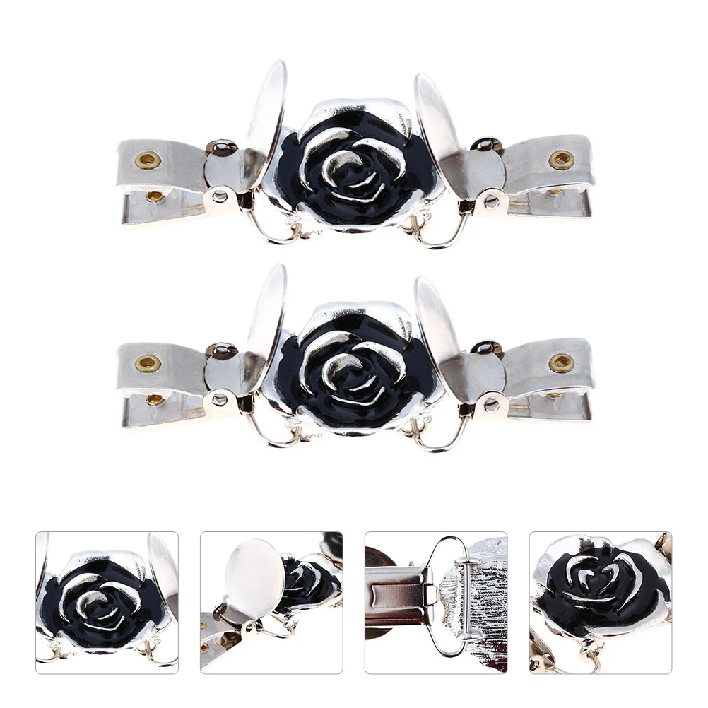 

2Pcs Vintage Sweater Clips Flower Shaped Alloy Collar Pins Shawl Connecting Clips Cardigan Buckle Fashion Clothes Ornament