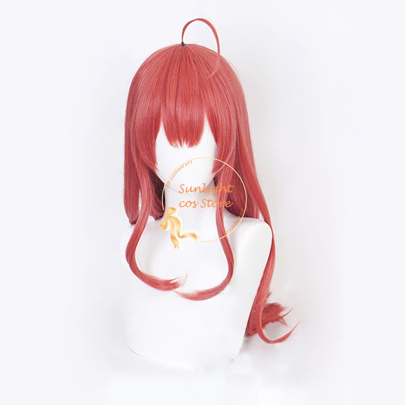 Peluca de Cosplay de Anime COS Nakano Itsuki para mujer, pelo sintético resistente, rojo crujiente, largo