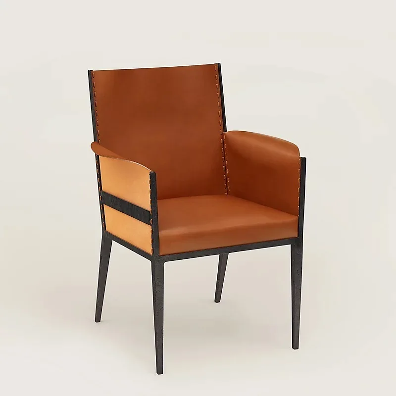 

Nordic light luxury design sense, leather living room Italian modern, backrest chair