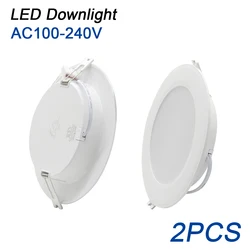 2 stks LED Downlight 110 V 220 V Plafondlamp 6 W 17 W 20 W 24 W Verzonken Led Down light Ronde Paneel Licht Spotlight Binnenverlichting