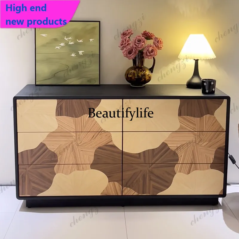French medieval solid wood chest, living room, bedroom, locker, retro art, advanced storage cabinetA68
