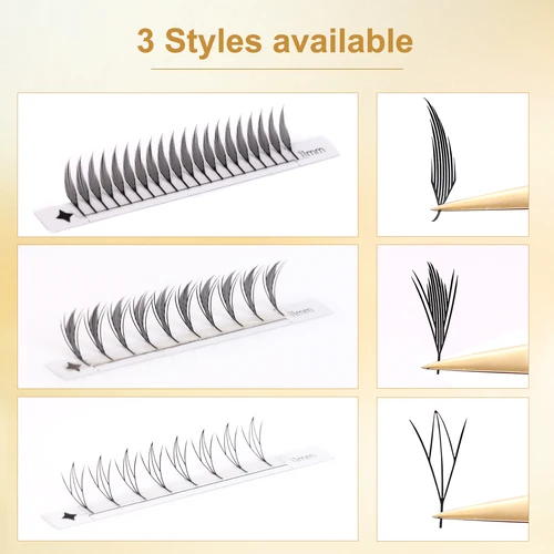 Imagen 2 del producto Nuevo oropel prefabricado Fans extensión de pestañas holográfica Anime Torre puntas Pro Made pestañas pluma cómica pestañas súper suaves Flase