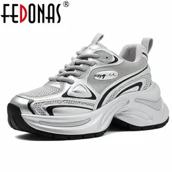 FEDONAS Fashion High Platforms Sneakers Cross-tied Spring Summer Autumn Casual Shoes Woman Sport Shoes Sneakers