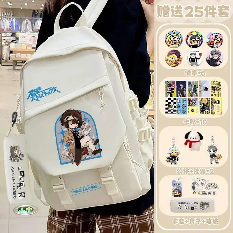 

Anime Game Black White Bungou Bungo Stray Dogs Student Teens School Bags Backpacks