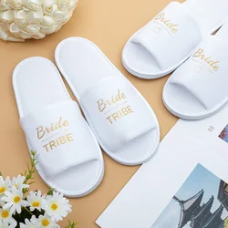 Bride and bridesmaid disposable slippers; wedding party supplies; indoor walking open toe slippers; guest shoes; hotel travel