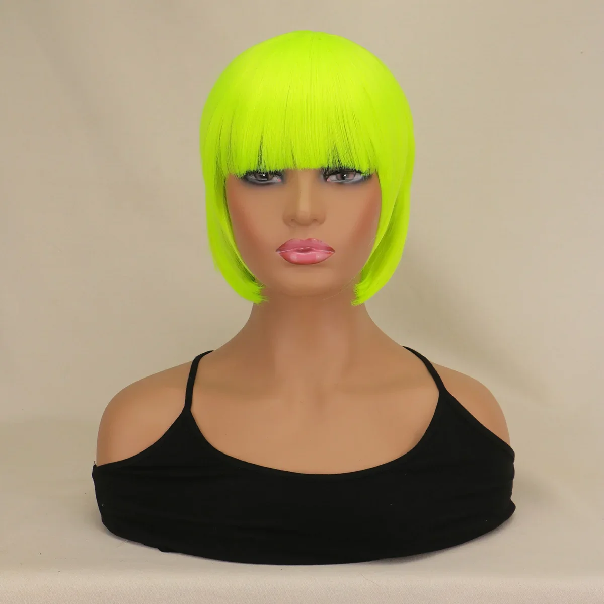 

Neon Green Bob Wigs for Women Straight Short Hair Wigs with Bangs Synthetic Cosplay Party Daily Use Wigs Green Costume