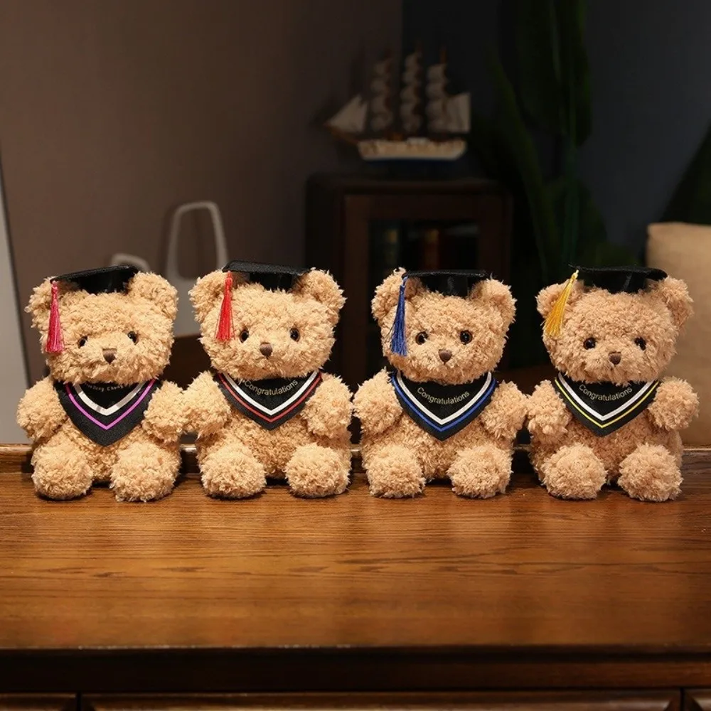 Soft 23cm Plush Bear Doll Doctor's Clothing Graduate Plush Dr. Bear Graduation Gown Sitting Bear Graduation Ceremony
