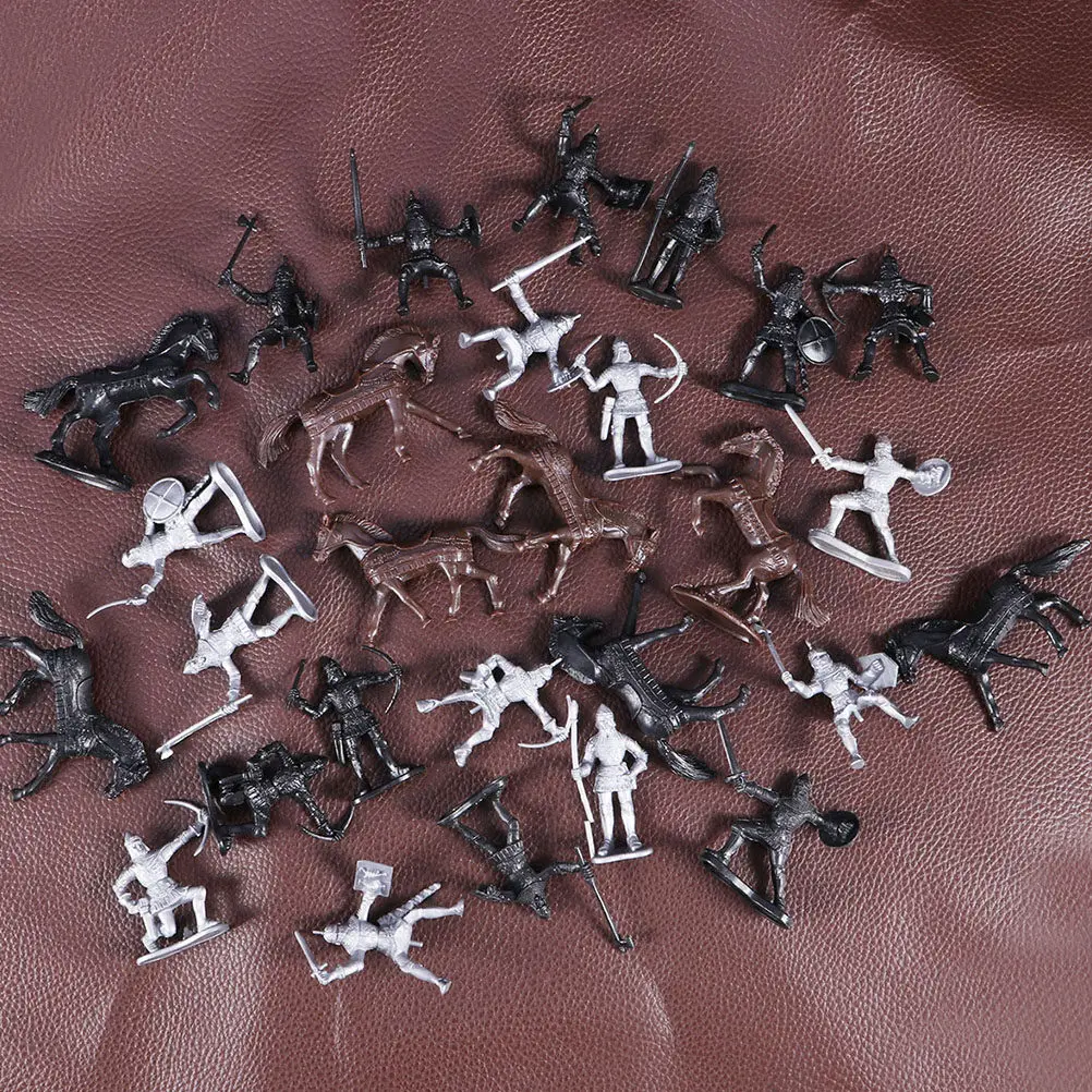 

56Pcs Medieval Warrior Soldiers Horses Cavalrymen Gift Creative Plastic Crafts Mini Decor
