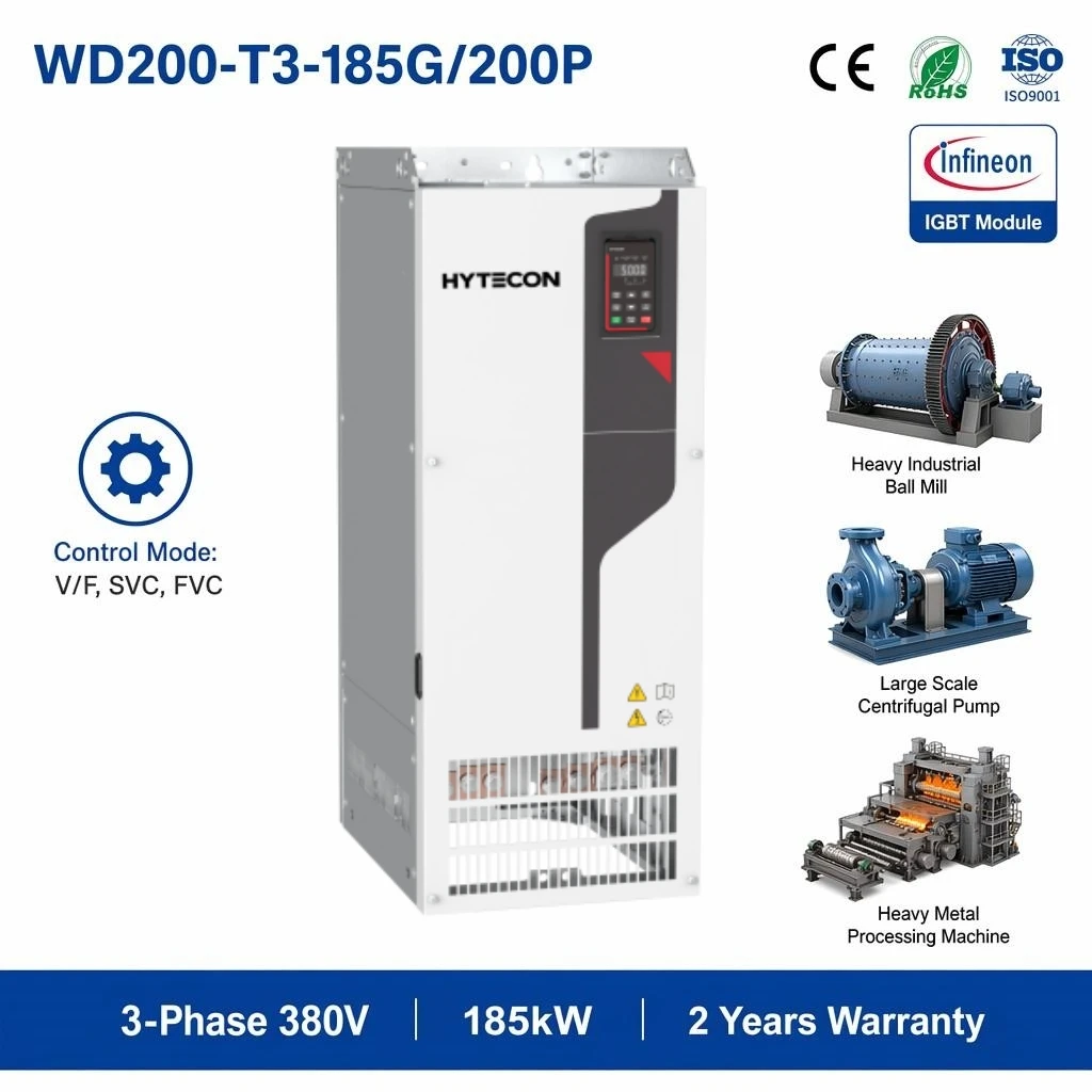 Heavy  Mining VFD 185KW 200KW Three Phase 380V 250HP 270HP AC Motor Speed Control Drive Vector Control IP20