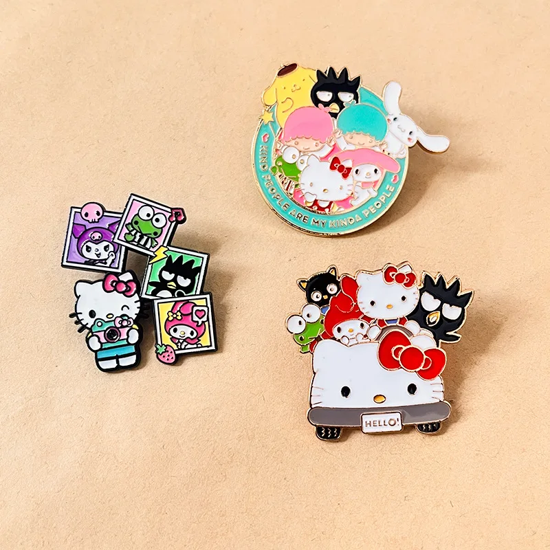 

Cartoon Cute Sanrio Brooch Creative HelloKitty Kuromi Enamel Pin Metal Badge Jewelry Backpack Clothing Accessories Gift