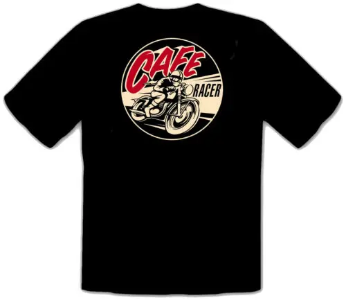 Cafe Racer Motorrad Fahrrad Spaß Logo Schwarz T-Shirt -546