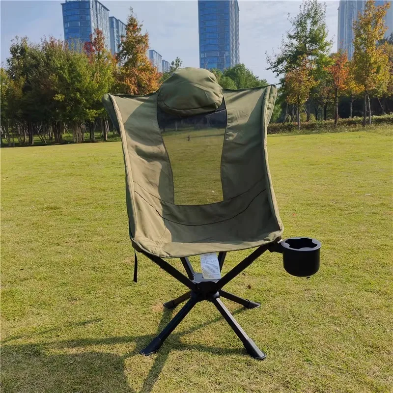 

Modern High Back Swivel Folding Lightweight Aluminum Fishing Chair with Pillow Ergonomic Outdoor Furniture Mueble Jardin FYFC