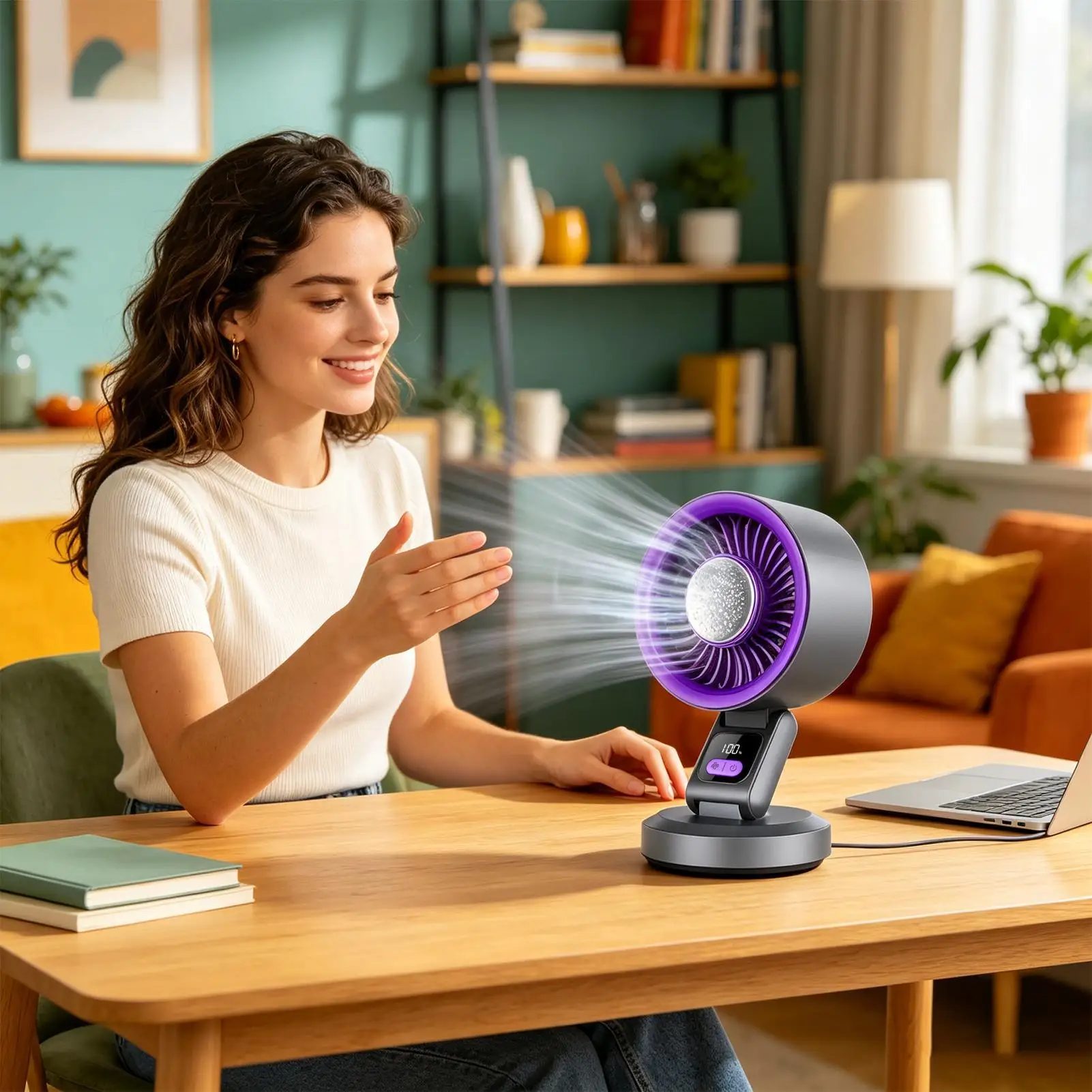 

Cooling Portable Fan Foldable Rechargeable Air Cooler Desk Fan with Hook for Home Office Travel Bedroom Outdoor Summer Work