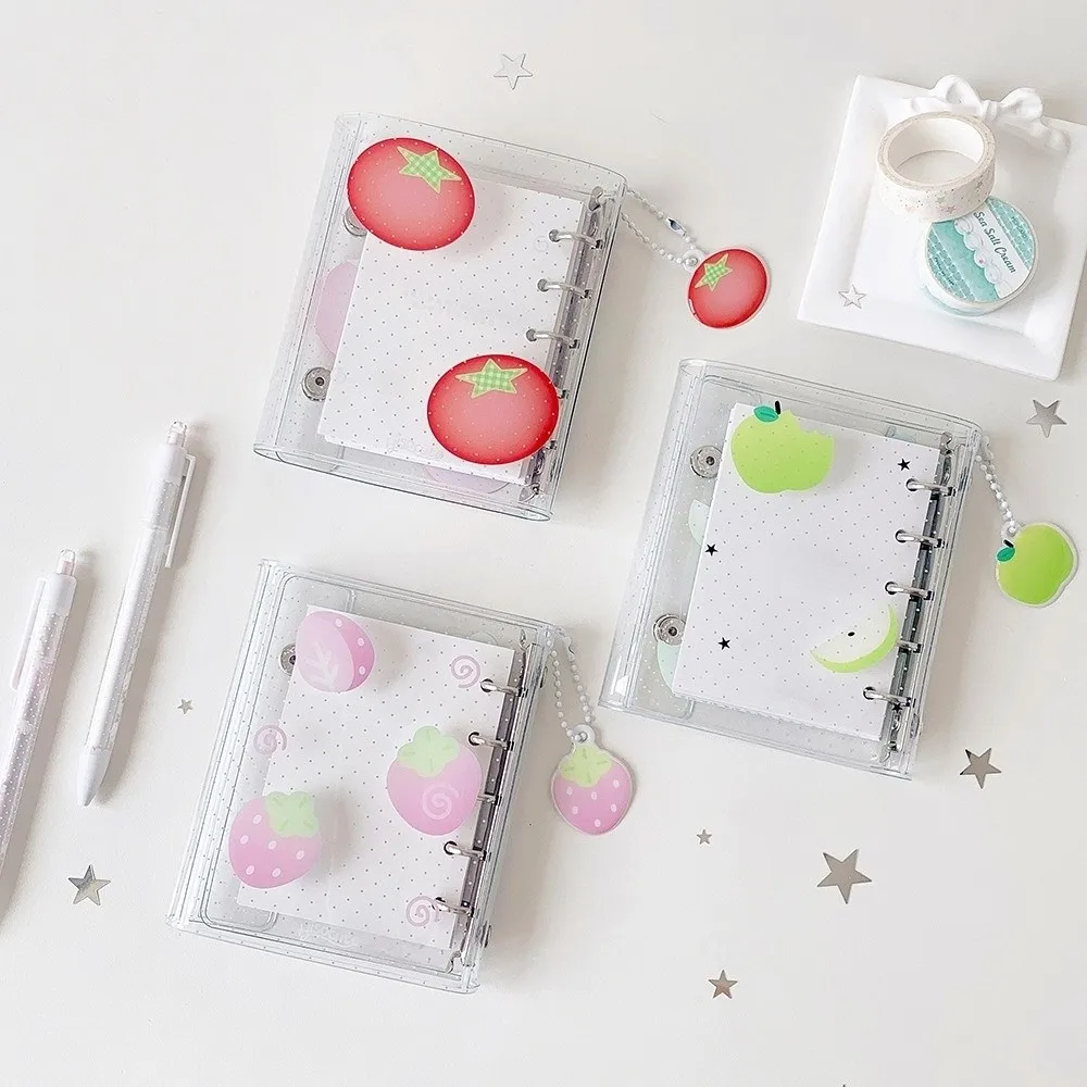 Fruits Korean Style Pocket Planner Spiral Bound PVC Transparent Mini Notepad Strawberries Tomatoes Multi-Purpose Business Memos