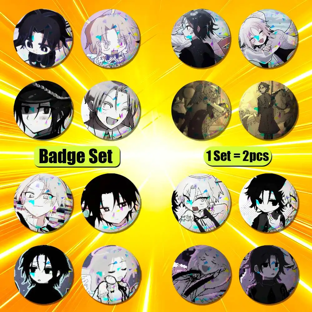 For SHTDN Goyou Agape Enamel Pin Badge Set 2PCS Button Round Metal Brooch Custom Collectible Ita Bag Pins