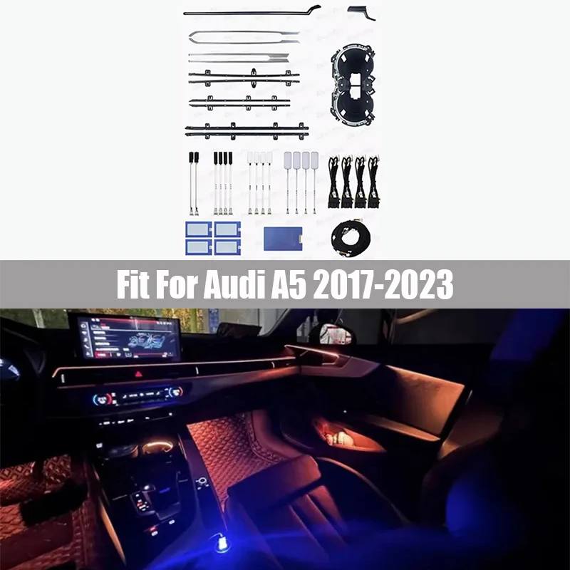 32 Color Atmosphere Lamp Fit for Audi A5 2017 - 2023 Interior Light Mold Trim Strip Original Car Screen Control Needs To Program