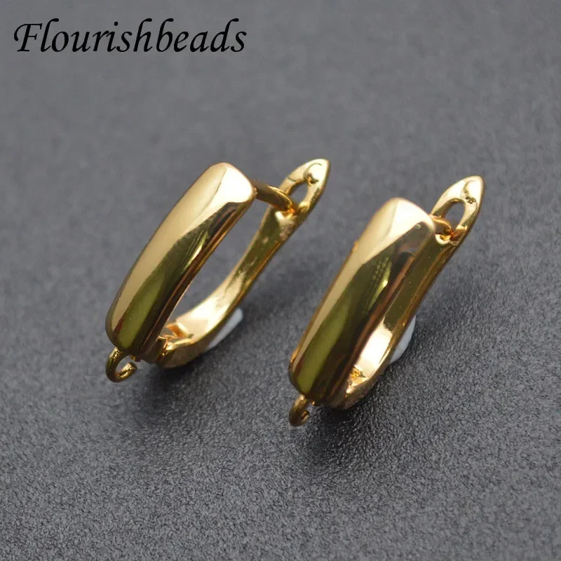 High Quality Nickle Free Anti-rust 18k Gold Plating Wide Square Rectangle Metal Earring Hook Clasps Jewelry Findings 30pc/Lot
