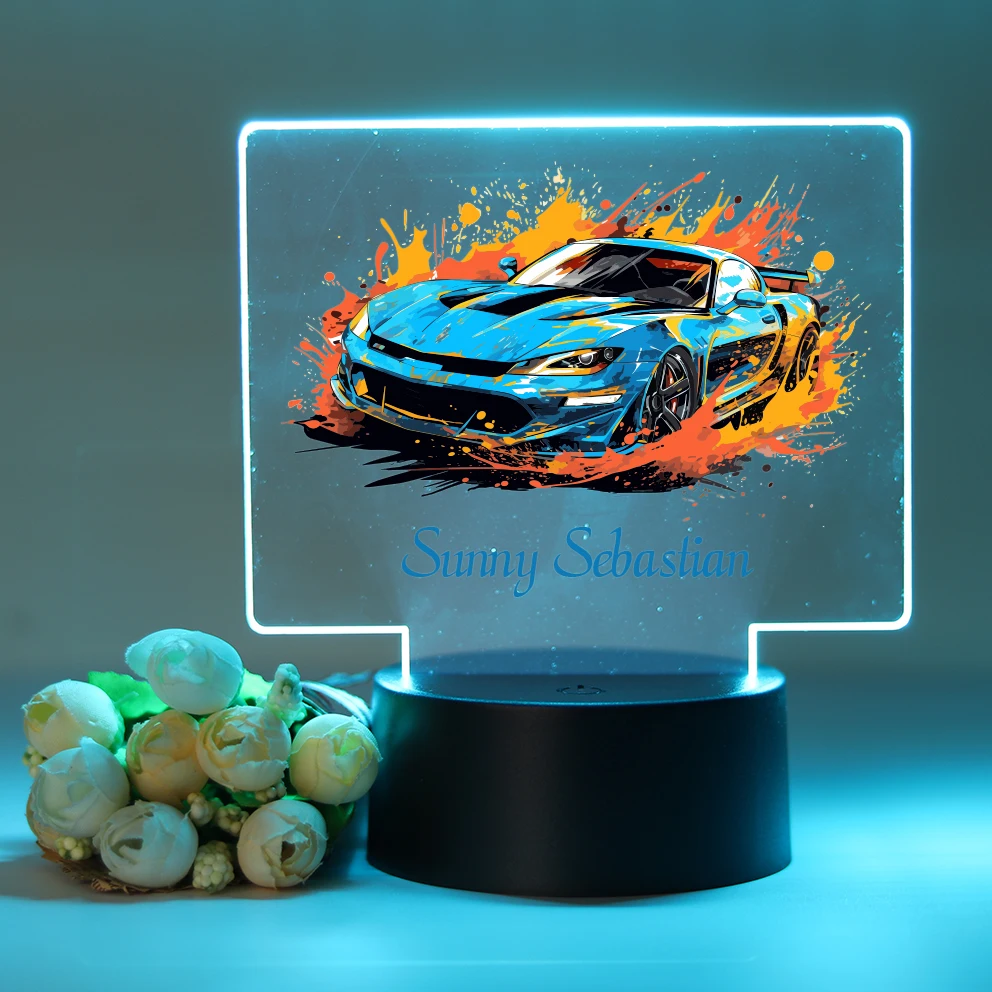 Personalized Custom Car Funny  Children'S Lamp Usb Ambient Desk Lamp With Touch Button 3D Led Night Light