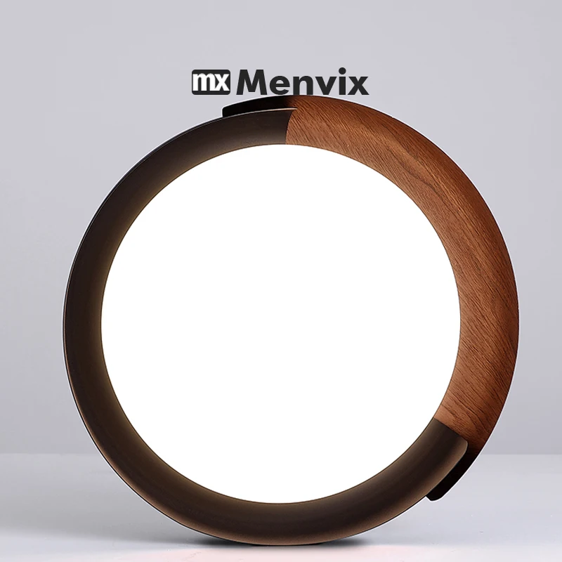Menvix Nordic Creative Ceiling Lamp Iron/wood Grain Double Layer Lamp Body Living Room Restaurant Hanging Ceiling Light Fixture