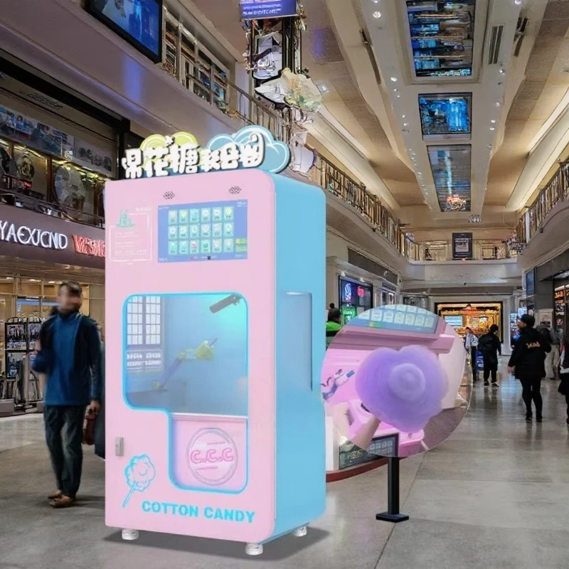 Factory Direct Fully Automatic Coin Operated Cotton Candy Floss Vending Machine Smart Self Digital Touch Screen Apple Pay QR
