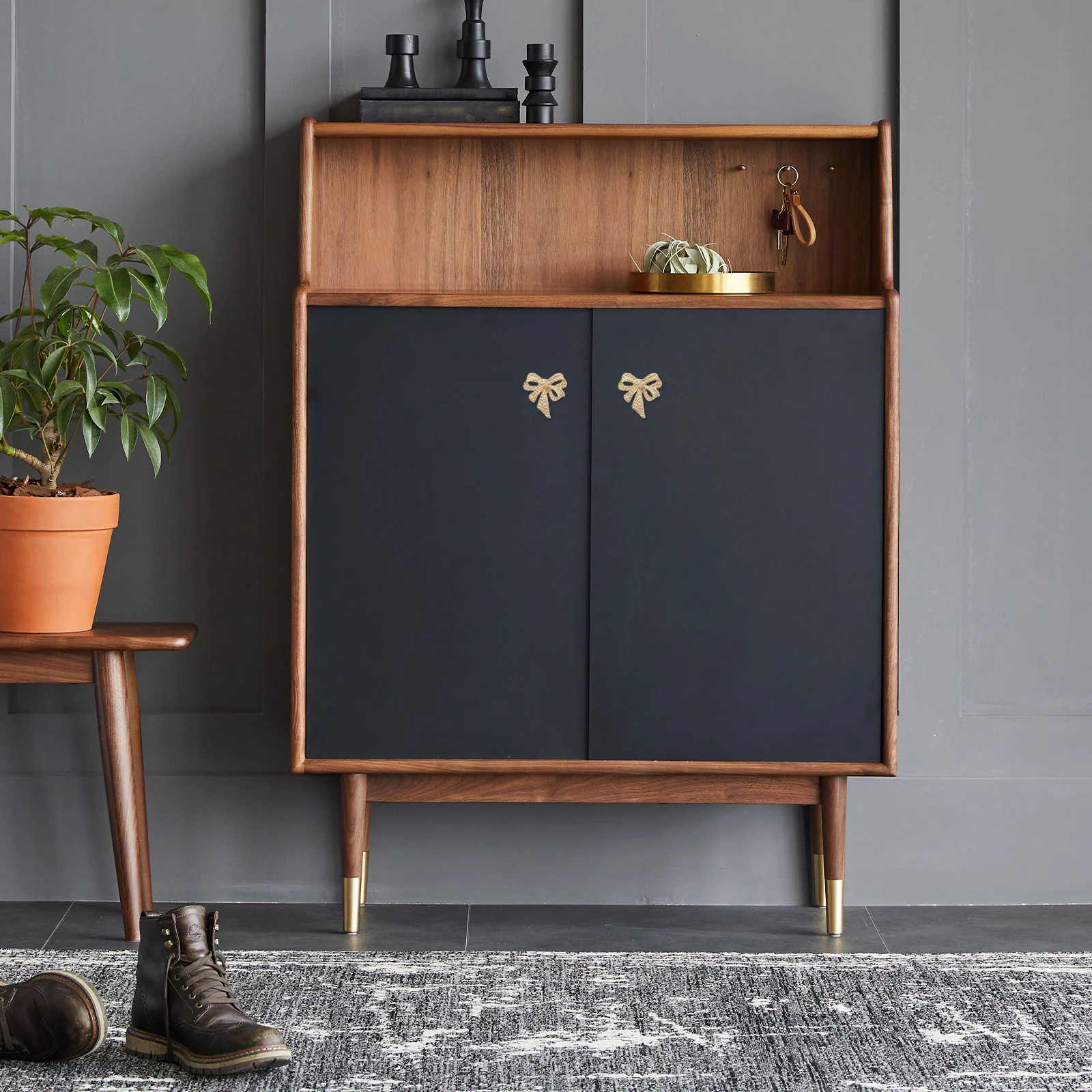 

Brass Bow Cabinet Knobs Decorative Bow Drawer Handle Wardrobe Dresser Kitchen Shoe Cabinet Bookcase Furniture Hardware Vintage