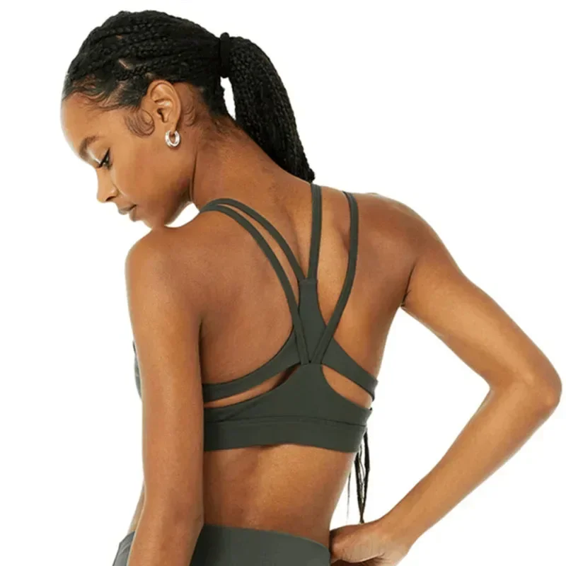 Soutien-gorge absorbant les chocs pour femme, haut de yoga nude, sous-vêtements dos, sport, fitness, nouveau