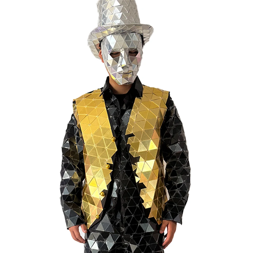 

Mirror Hat Mask Costume Glitter Animal Helmet Halloween Cosplay Costume Set for Disco Party DJ Adult Stage Street Performance