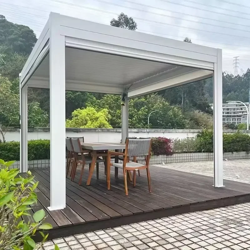For Amas OEM Bioclimatic Aluminum Louver Pergola Motorized Powder Coated Balcony Garden Pergola Customizable Sizes