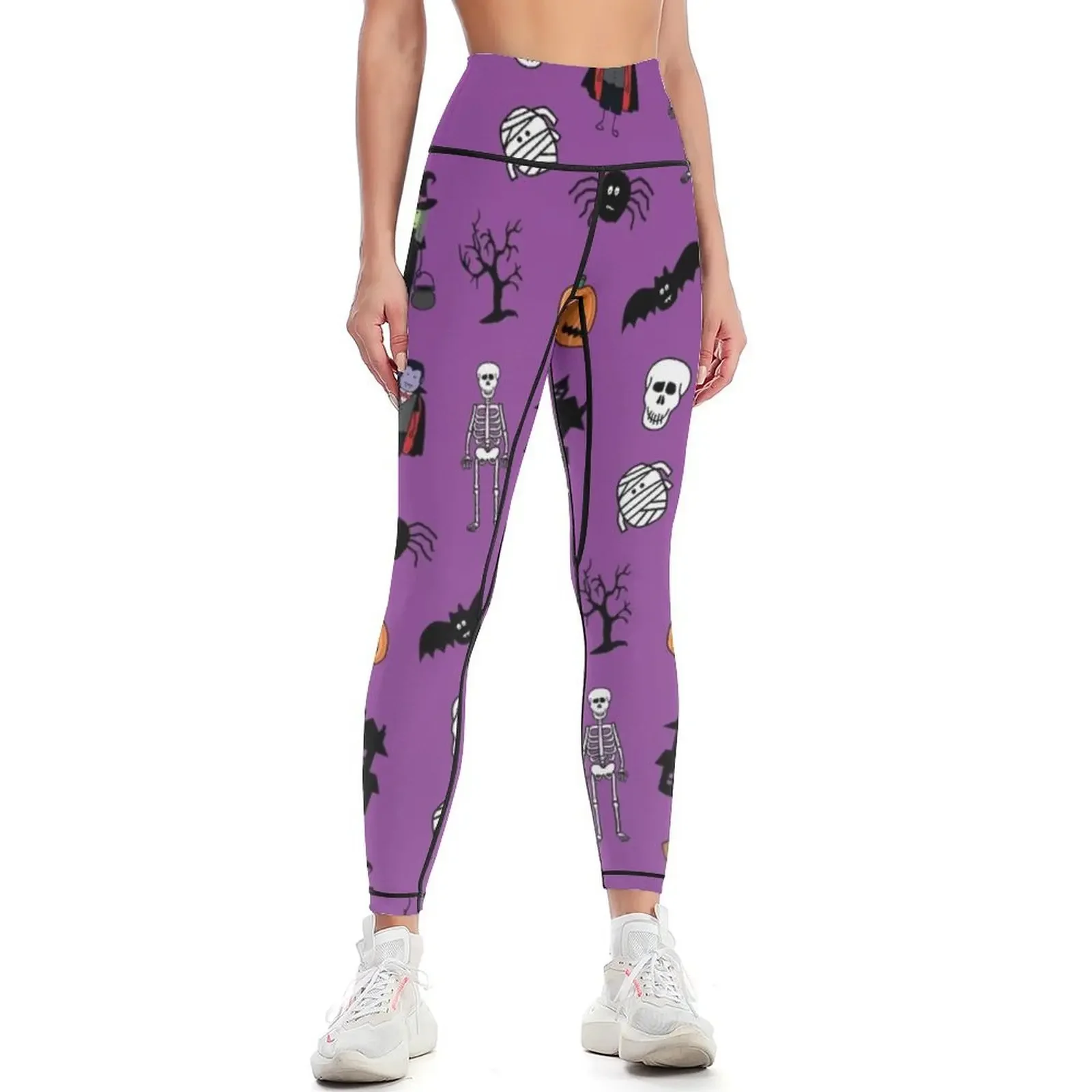 

Cute Halloween Purple Pattern Leggings workout shorts workout clothes for sport set fitness set gym Womens Leggings