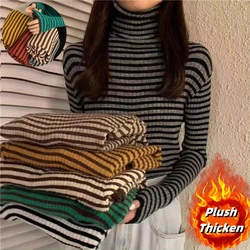 Women's Striped Turtleneck Sweater Autumn and Winter Knit Sweater 2023 Women's Long Sleeve Striped Sweater Turtleneck Sweater