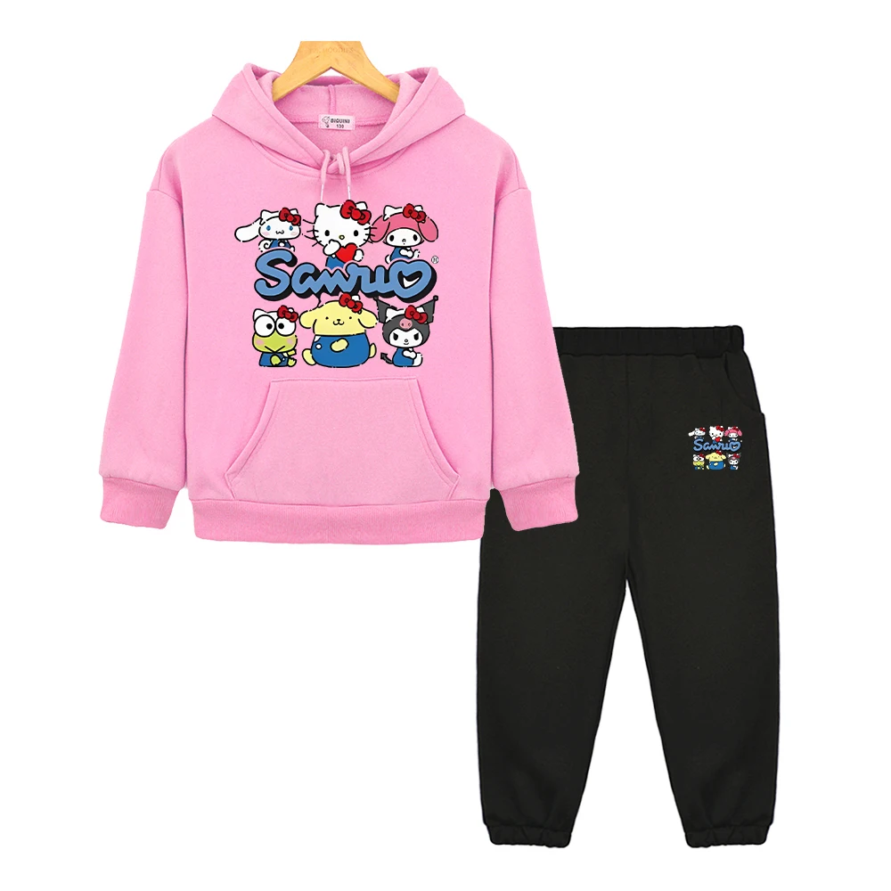 

hello kitty boy girl Hooded Sets hoodie+Pants pullover y2k sudadera Sanrio print hoodies Fleece Sweatshirt kids boutique clothes