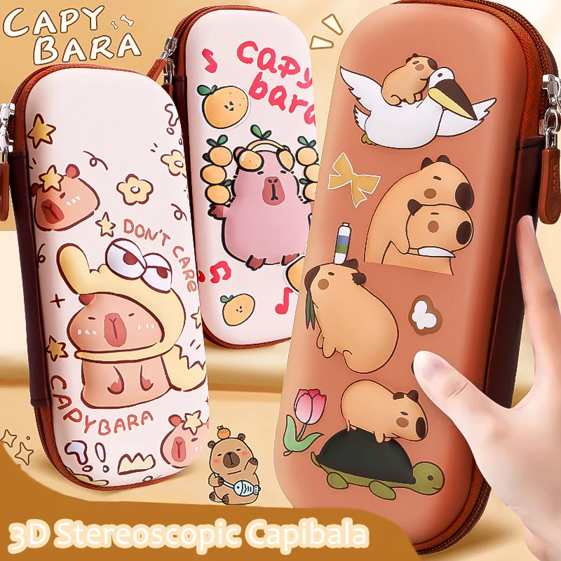 

3D Capybara Pencil Case Drop Resistant Student School Supplies Large Capacity Multifunctiona Pen Pouch Stationery