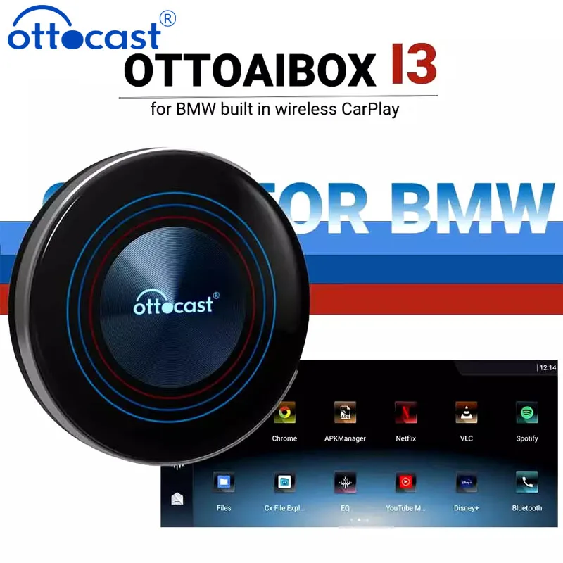 

OTTOCAST OttoAiBox i3 Wireless CarPlay AI Box Android 13 TV Box QCM 6125 for Netflix for BMW ID6 ID7 ID8 ID9 Car Accessories