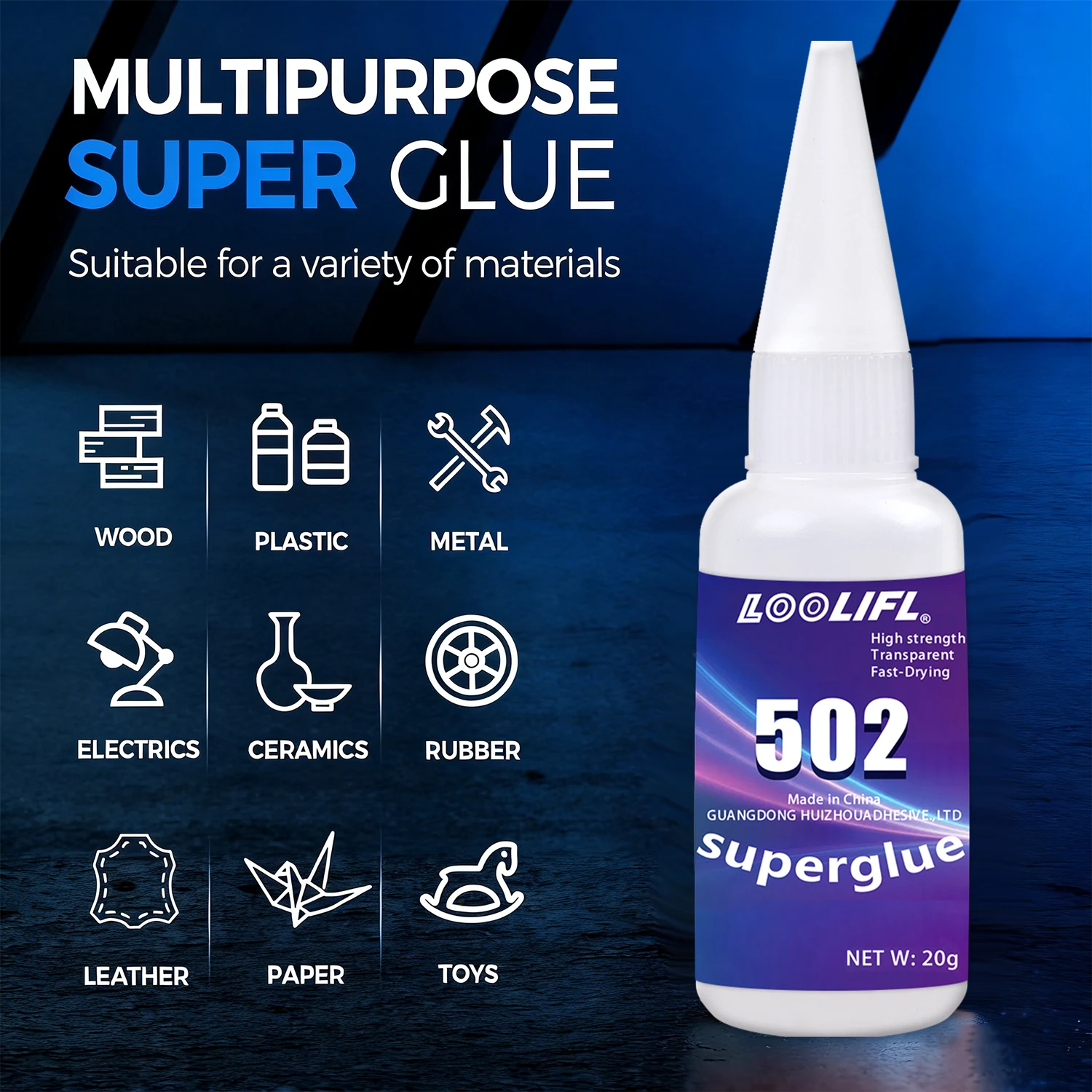 502 Super Glue Instant Multipurpose Quick Dry Adhesive Transparent Extra Strong Bond Metal Wood Plastic Glass DIY Repair Glue