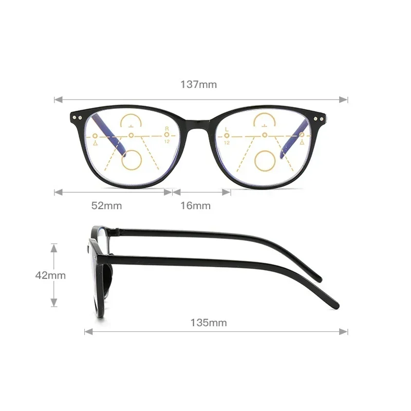 Retro Progressive Multifocal Reading Glasses Women Big Frame Anti Blue Rays Eye Protection Presbyopic Eyewear+1.0 To +4.0 очки