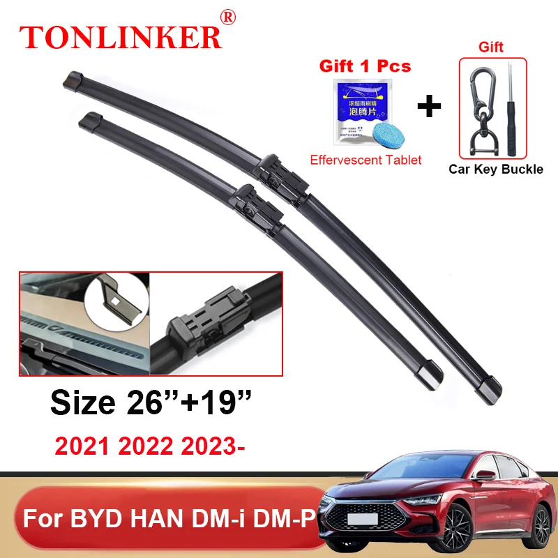 

TONLINKER Car Wiper Blades For BYD HAN DM DM-i DM-P 2021 2022 2023 Car Accessories Front Windscreen Wiper Blade Brushes Wiper