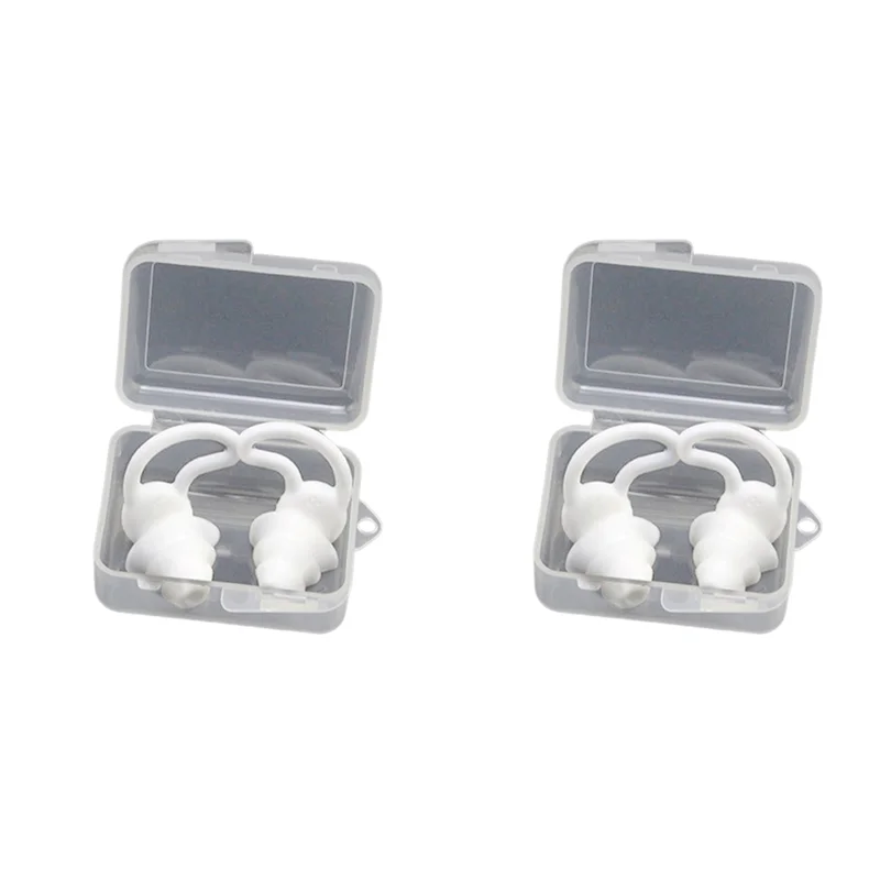 ABUO-4X Soundproof Earplugs Three Layer Silicone Earplugs Waterproof Swimming Ear Plugs Sleep Noise Reduction Comfortable-E