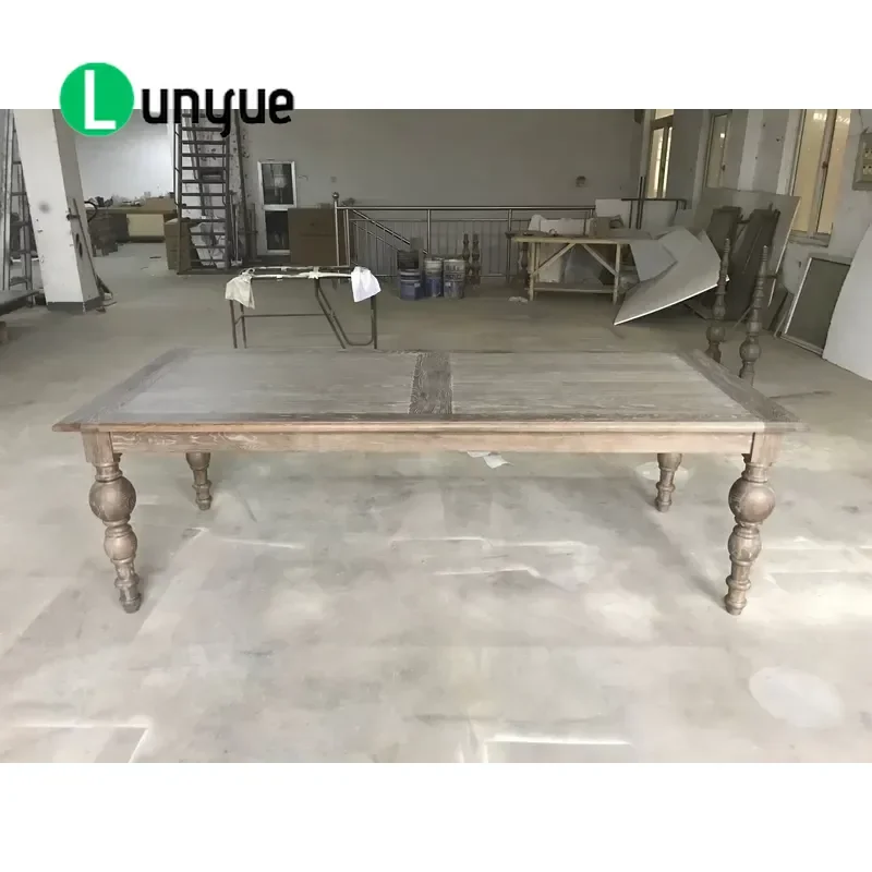 Oak Dining Table for Event Rental Party Furniture Sturdy Wood Large Size Elegant Design Home Banquet Wedding Reception Decor
