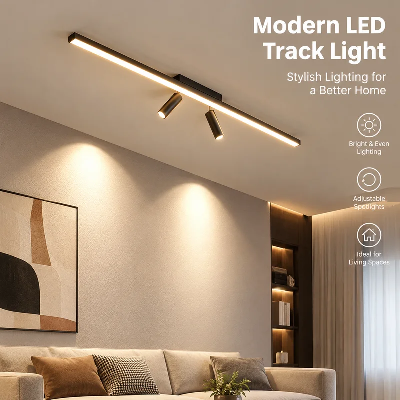 Wardrobe Light with Rotatable Spotlights, Modern Minimalist Linear Aluminum LED Ceiling Lamp for Hallway Corridor Entryway Decor