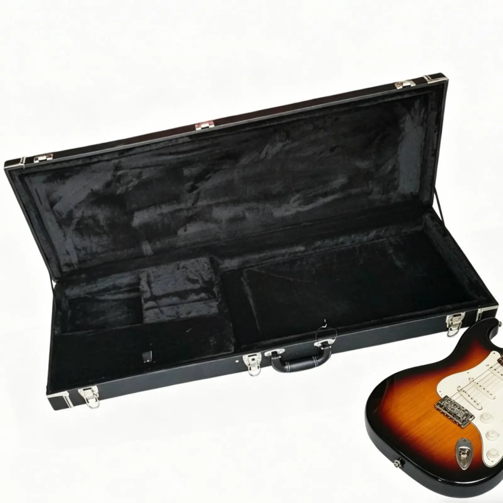 Square Electric Guitar Case Shock Absorbing Electric Guitar Hard Case Musical Instrument Gear Secure Latch Large Storage