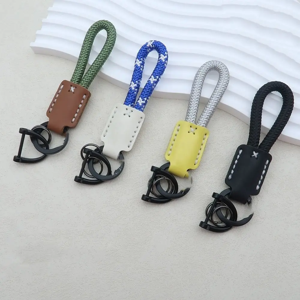 Trendy Creative DIY Leather Keychain Braided Rope Handmade Gift Bag Pendant Portable Car Key Holder Couples Keychain
