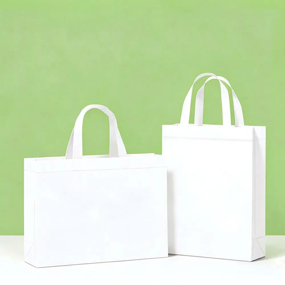 Heat Pressed Non Woven Fabric Carrier Custom Logo Shopping Tote Bag Eco Friendly Business Promotion Retail Merchandise Sack