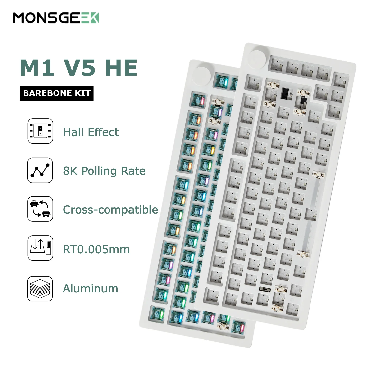 MonsGeek M1 V5 HE Barebone Kit 75% ANSI US Magnetic Switch RT0.005mm 8K Polling Rate RGB Aluminum CNC Gaming Keyboard Kit