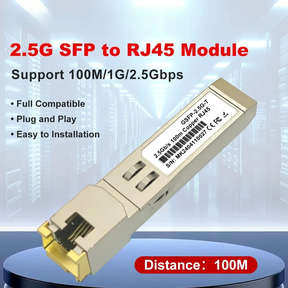 2.5G RJ45 100m Copper Port For Ethernet Port SFP Transceiver Module Compatible with Cisco Mikrotik Ethernet SFP Compatible