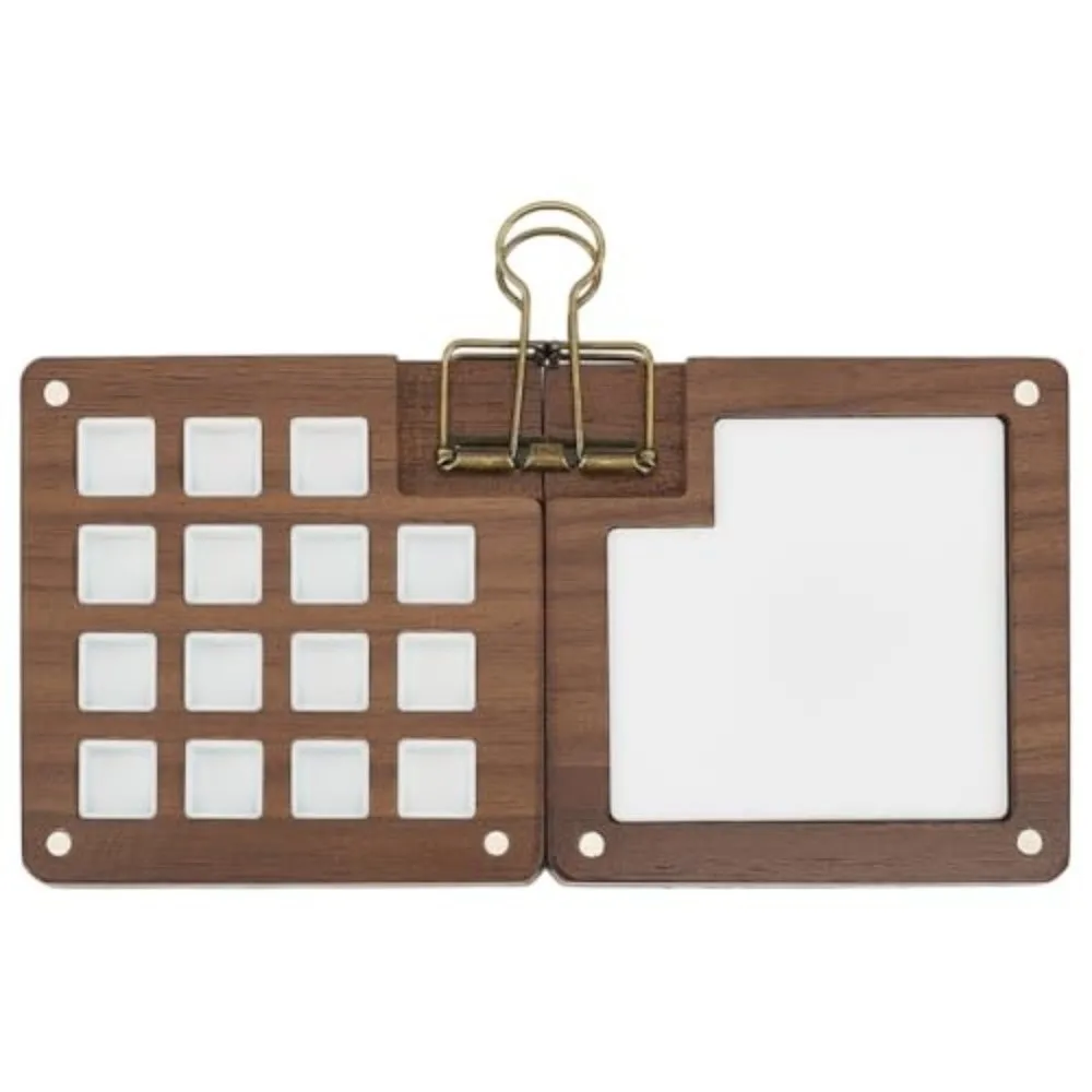 New 8 Grids Pocket Palette Walnut 15 Grids Mini Watercolor Set Mini Size Wooden Wooden Watercolor Set Outdoor Painting