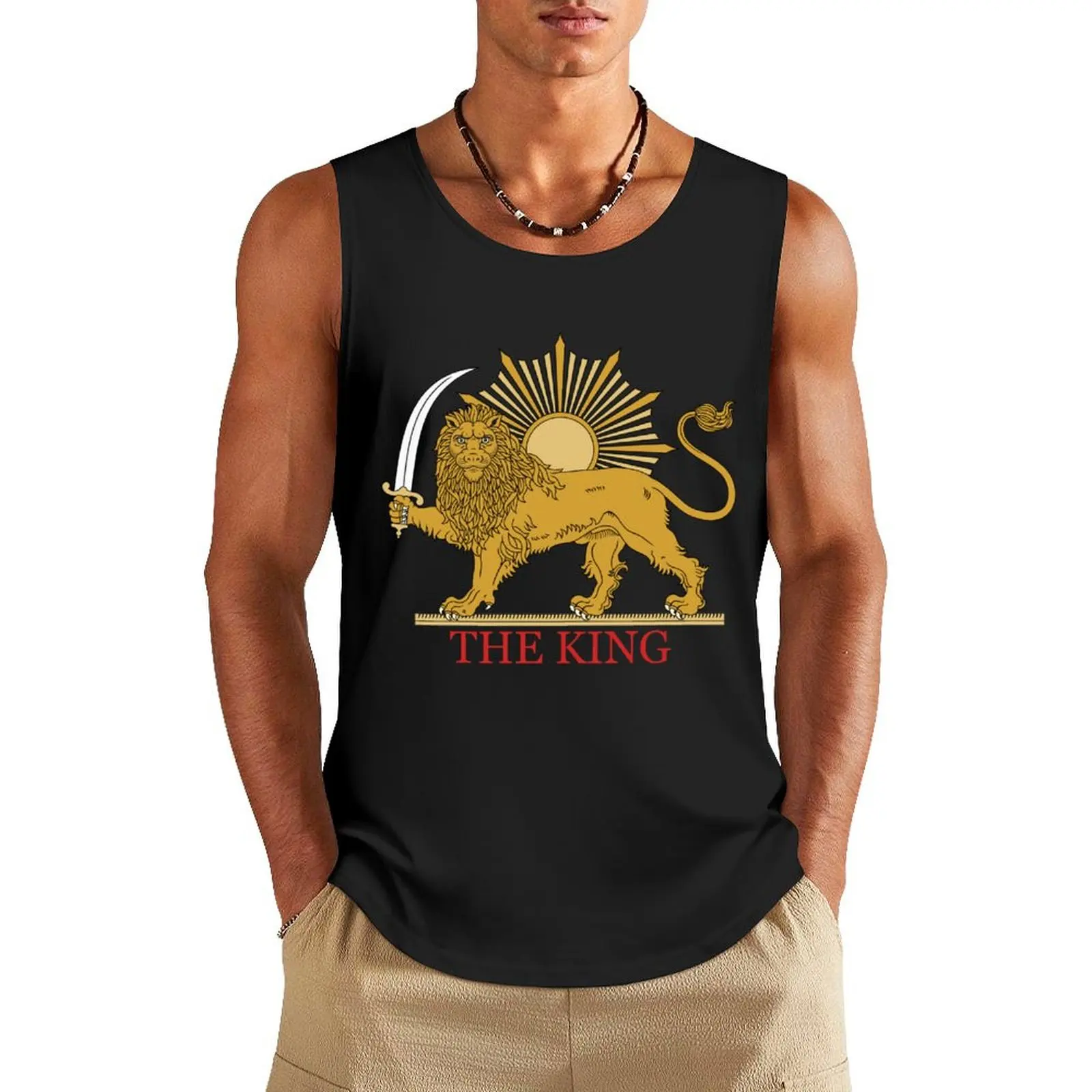 

Persian Lion and Sun Pride Tank Top Men's vest gym clothes man fitness gym men summer clothes man 2025