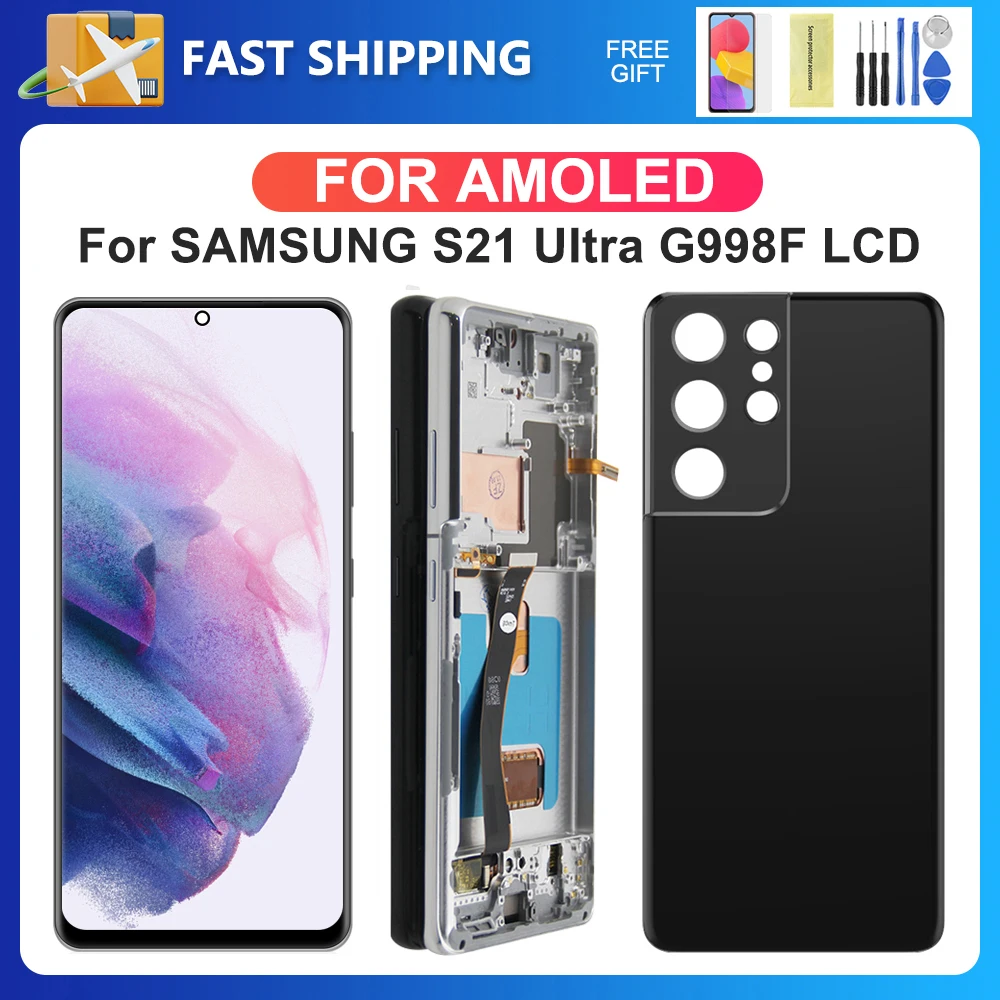 S21 Ultra For AMOLED For Samsung S21 Ultra 5G G998B G998U G998W LCD Display Touch Screen Digitizer Assembly Replacement